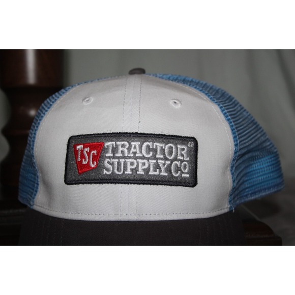 TSC TRACTOR SUPPLY CO Trucker Cap Hat Snapback Blue White Gray Block Color - Picture 2 of 5